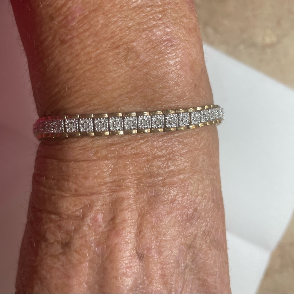 Diamond Accent Bracelet. Stamped 925 SS. - Picture 2 of 7